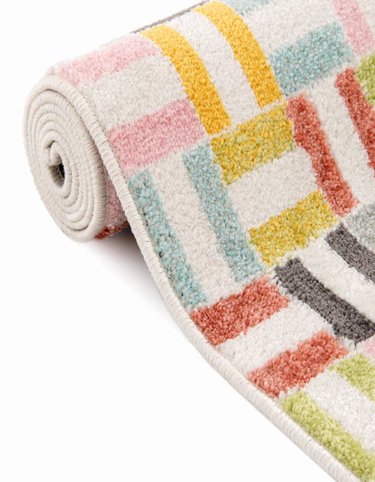 Detail image of  2' 2 x 6' Checkered Whimsy Kids Runner Rug