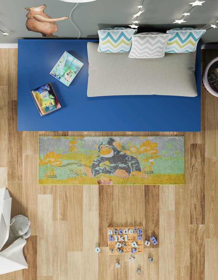 Detail image of  2' 2 x 6' 1 Gorilla Whimsy Kids Runner Rug