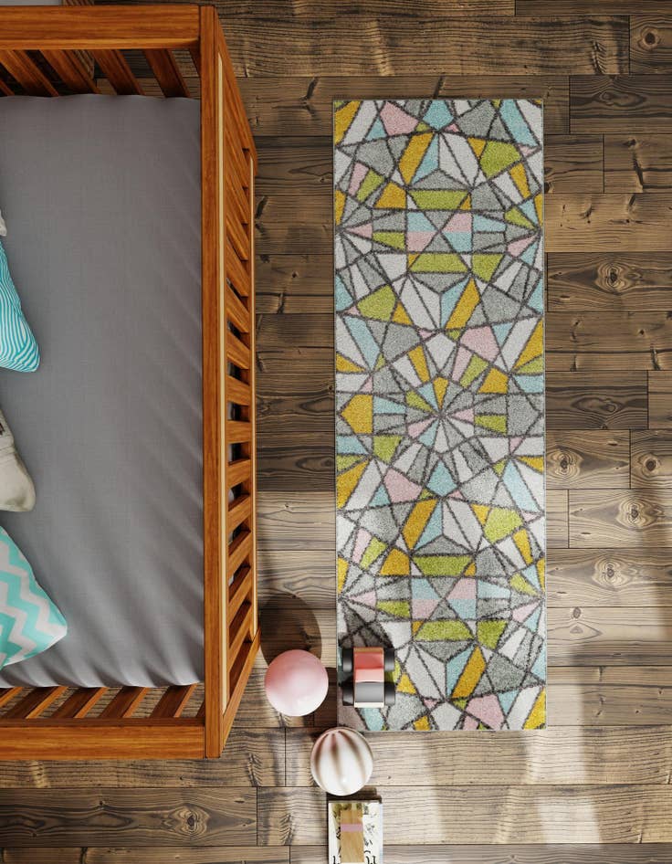 Detail image of  2' 2 x 5' 1 Stained Glass Whimsy Kids Runner Rug