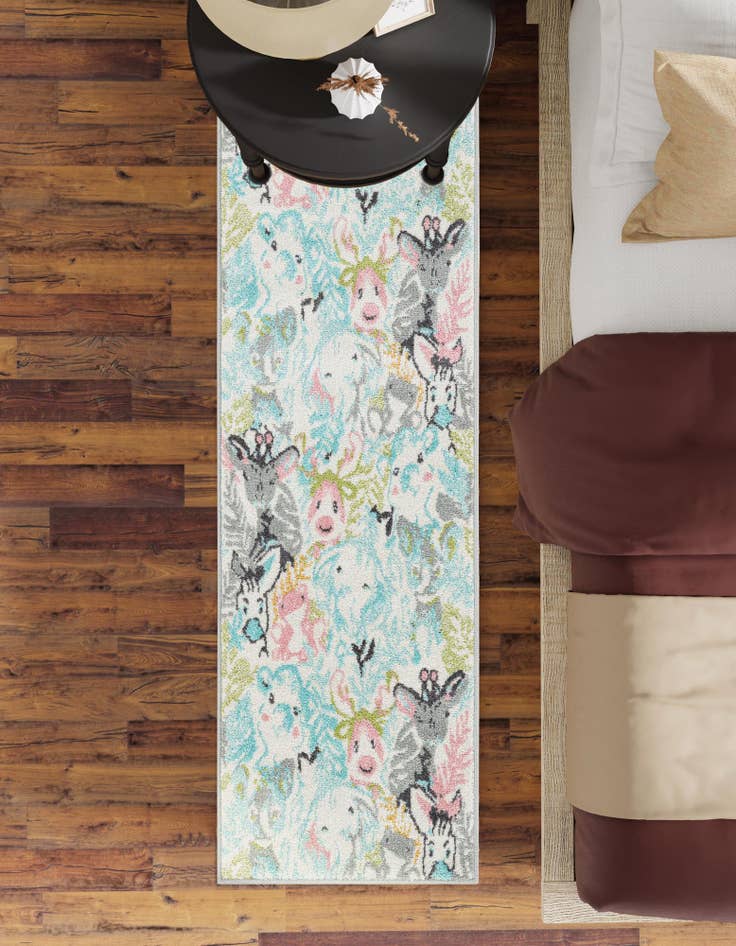 Detail image of  2' 2 x 6' Animals Whimsy Kids Runner Rug