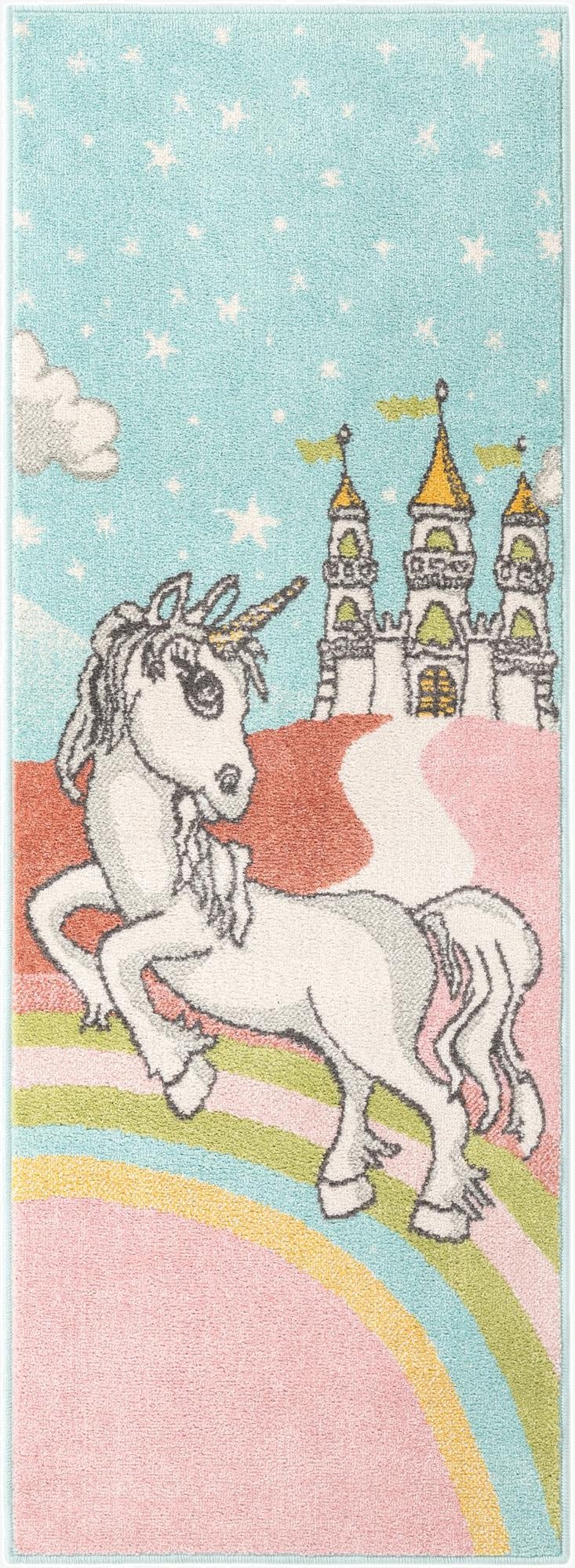  2' 2 x 6' Unicorn Whimsy Kids Runner Rug