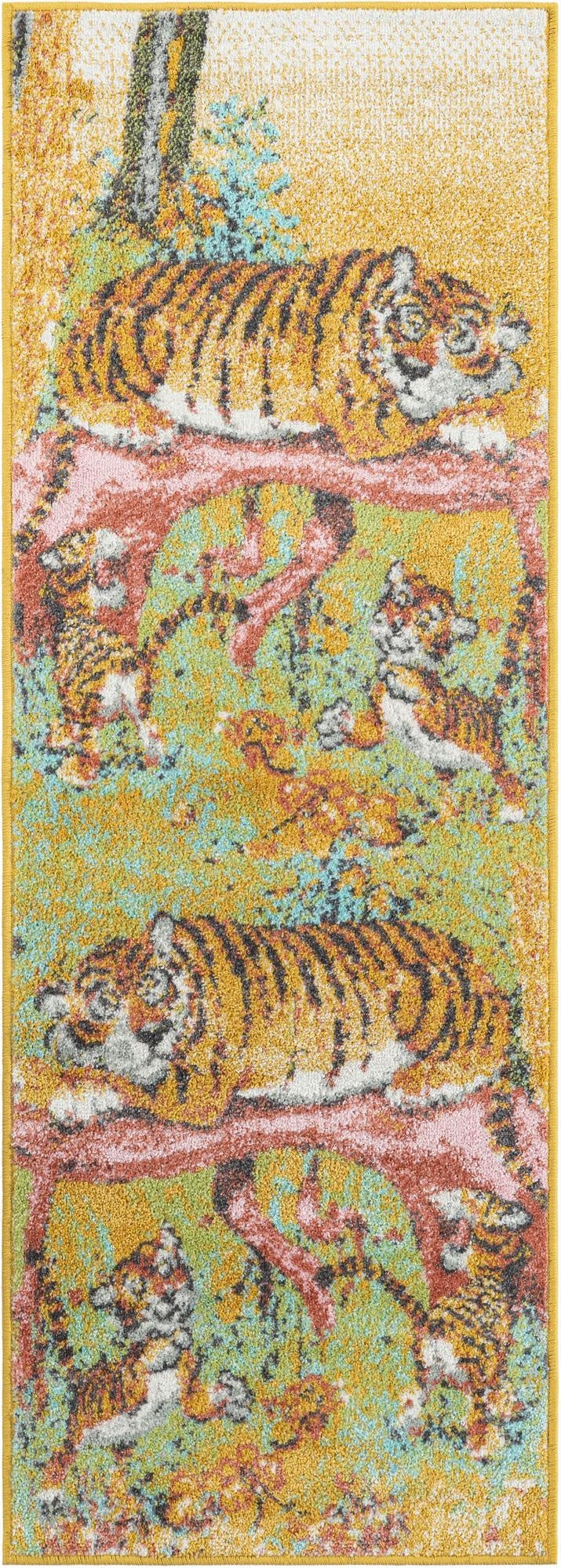  2' 2 x 6' 1 Tiger Whimsy Kids Runner Rug