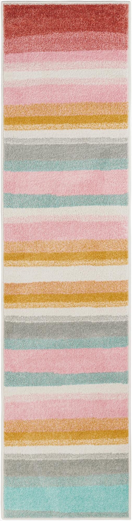  2' x 8' Rainbow Stripes Whimsy Kids Runner Rug