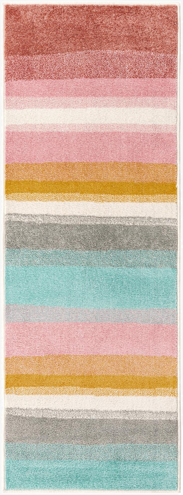 Primary image  2' 2 x 6' Rainbow Stripes Whimsy Kids Runner Rug