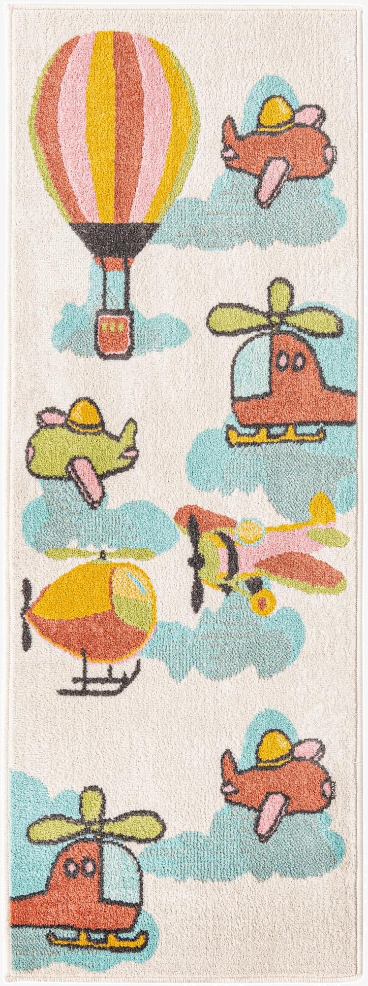  2' 2 x 6' Airplanes Whimsy Kids Runner Rug