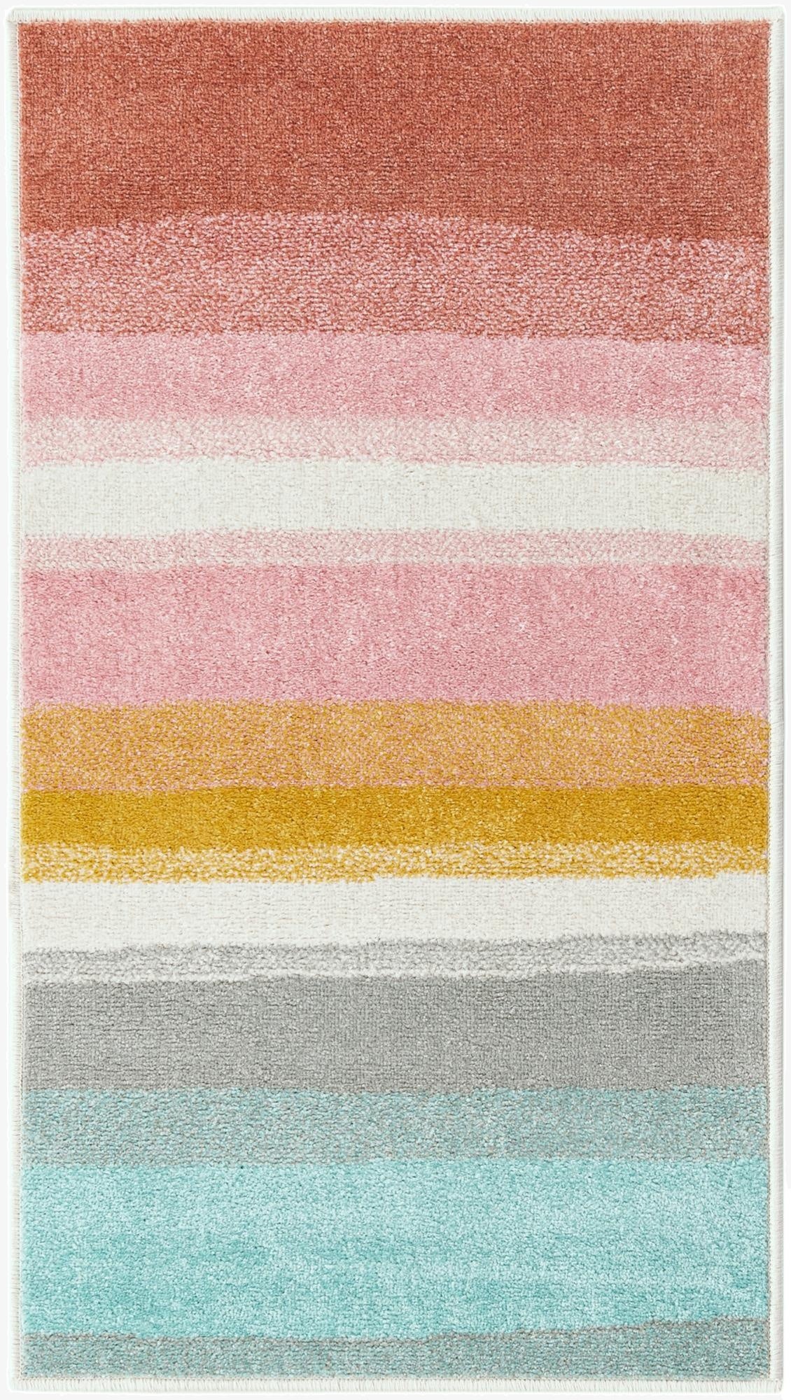  2' 2 x 4' Rainbow Stripes Whimsy Kids Runner Rug