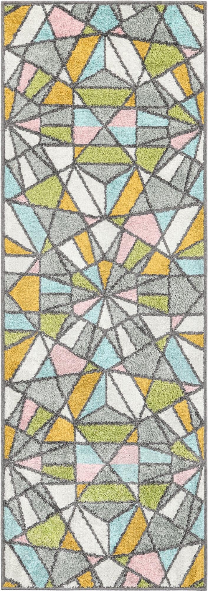  2' 2 x 6' 1 Stained Glass Whimsy Kids Runner Rug