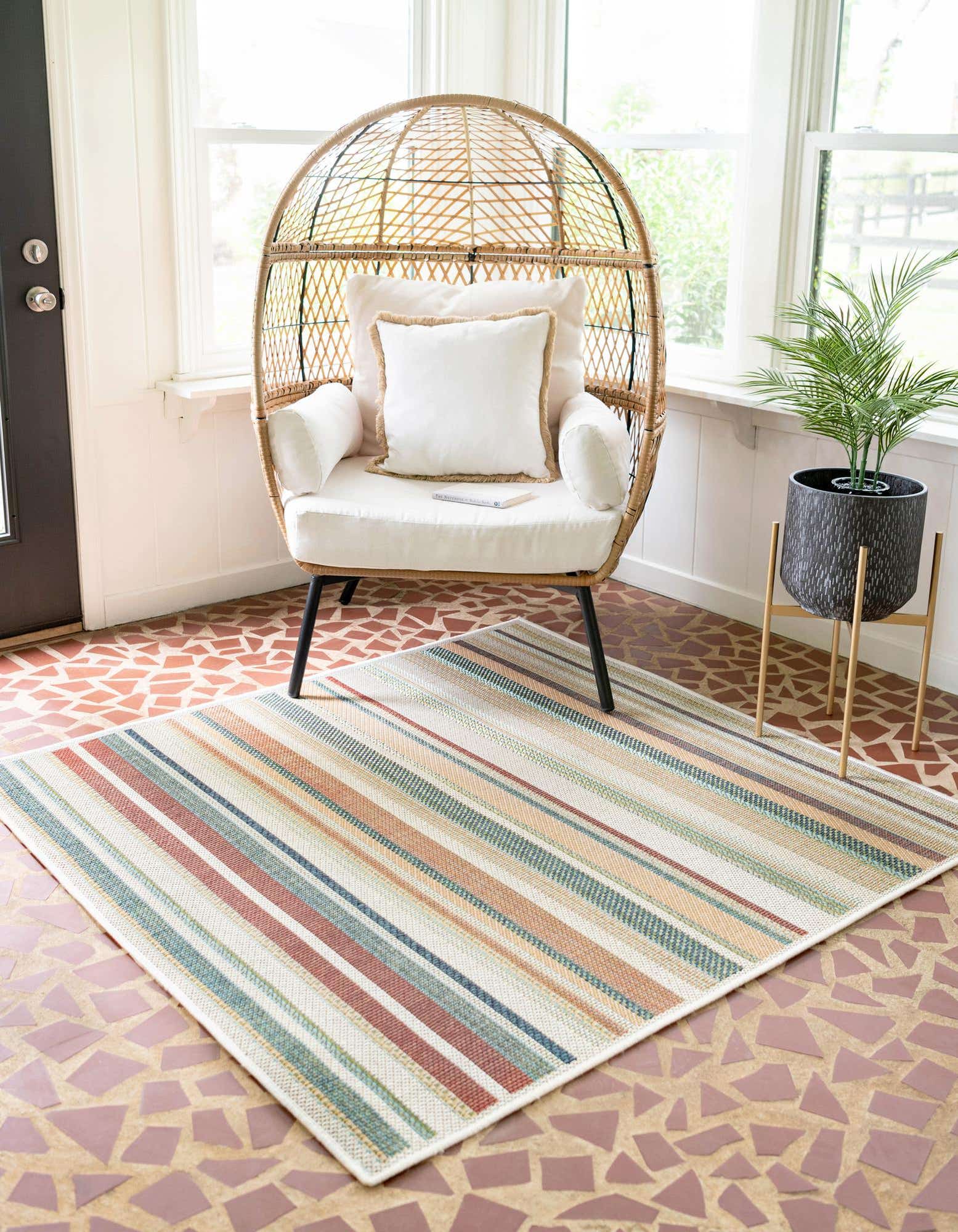 Multicolor 10' x 10' Baja Indoor / Outdoor Square Rug | Rugs.com