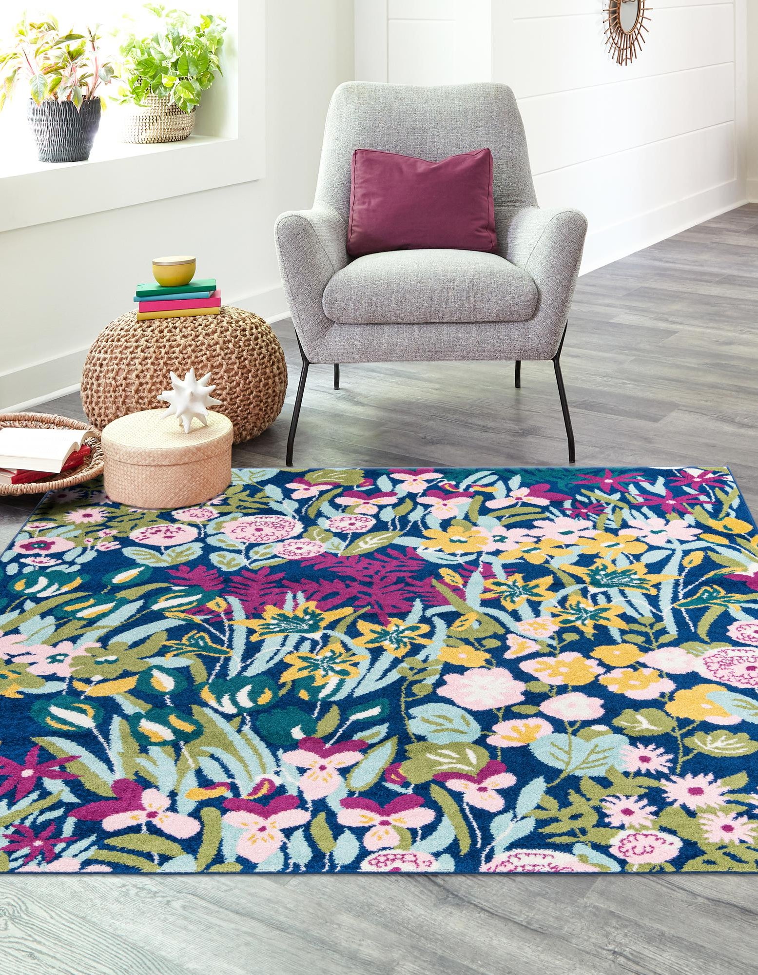 Multicolor 7' 10 x 7' 10 Bloom Square Rug | Rugs.com