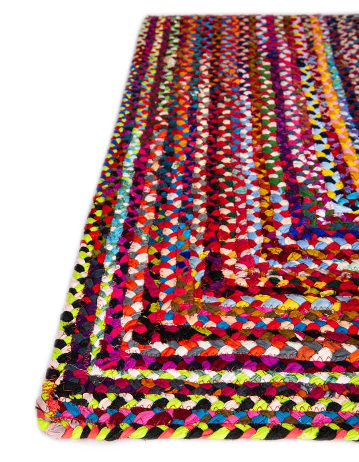 Multicolor 5' 1 x 5' 1 Hand Braided Chindi Square Rug | Rugs.com