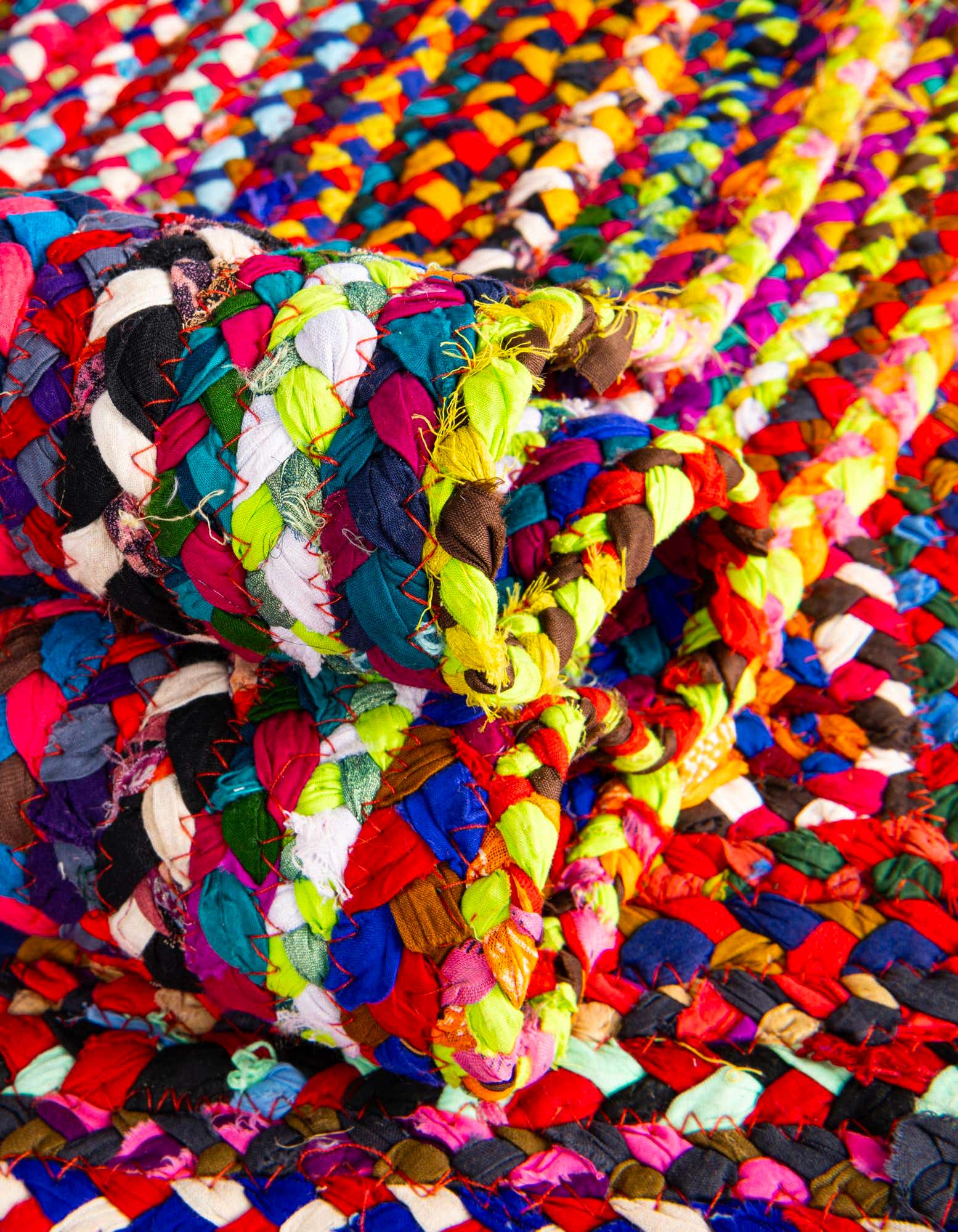 Multicolor 5' 1 x 5' 1 Hand Braided Chindi Square Rug | Rugs.com