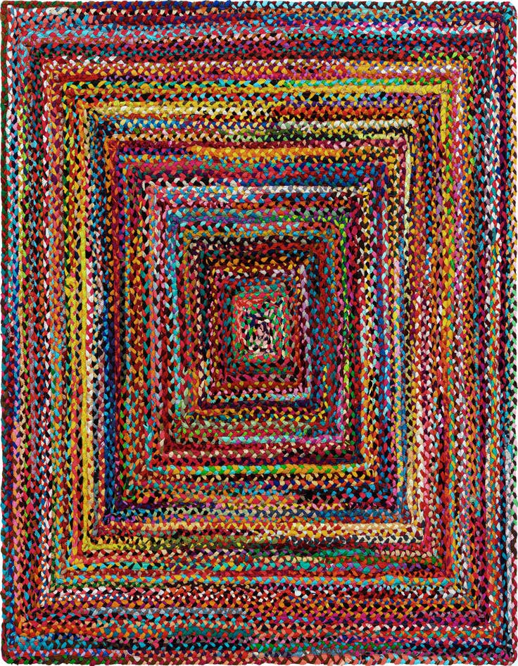 Detail image of  6' 1 x 6' 1  Hand Braided Chindi Square Rug