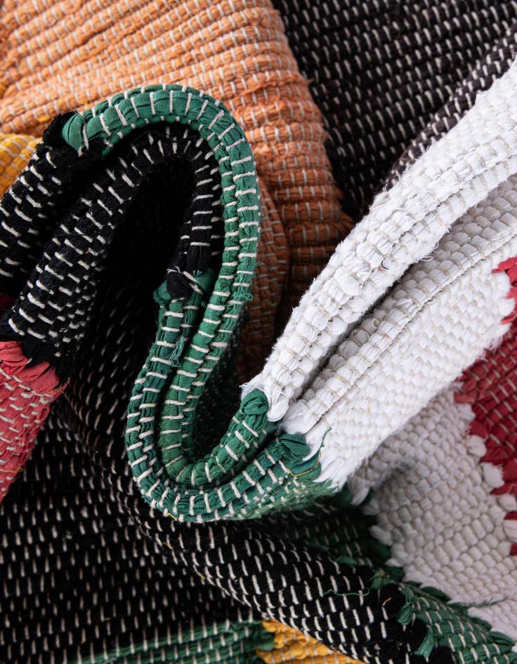 Detail image of  7' 10 x 7' 10  Hand Braided Chindi Cotton Square Rug