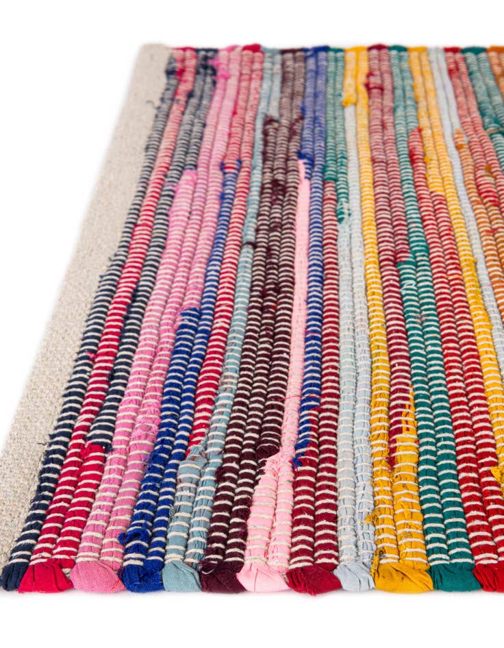 Detail image of  7' 10 x 7' 10  Hand Braided Chindi Cotton Square Rug