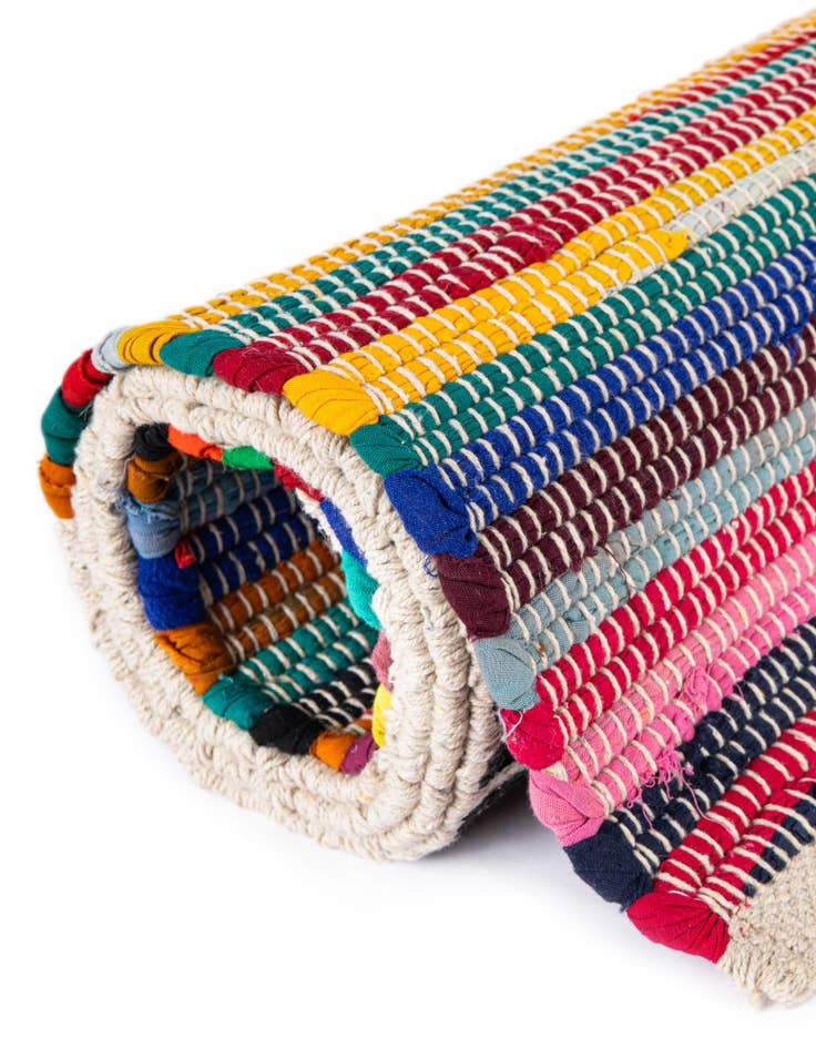 Detail image of  7' 10 x 7' 10  Hand Braided Chindi Cotton Square Rug