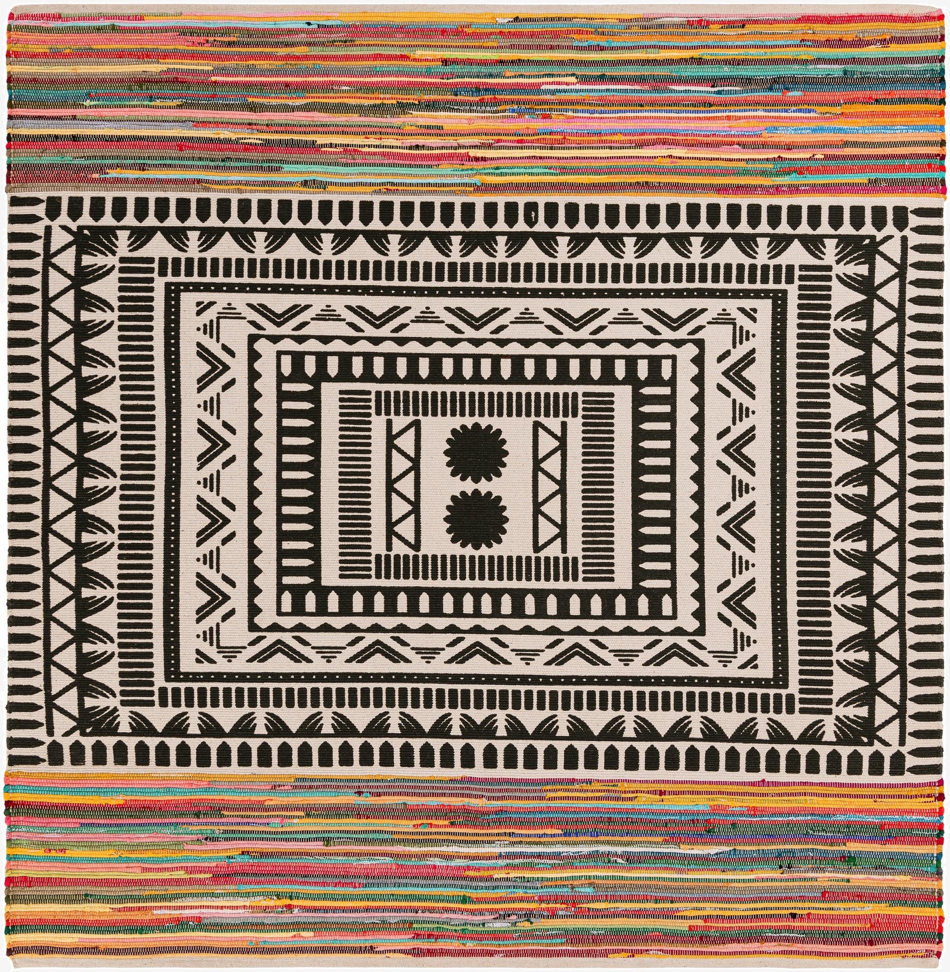  7' 10 x 7' 10  Hand Braided Chindi Cotton Square Rug