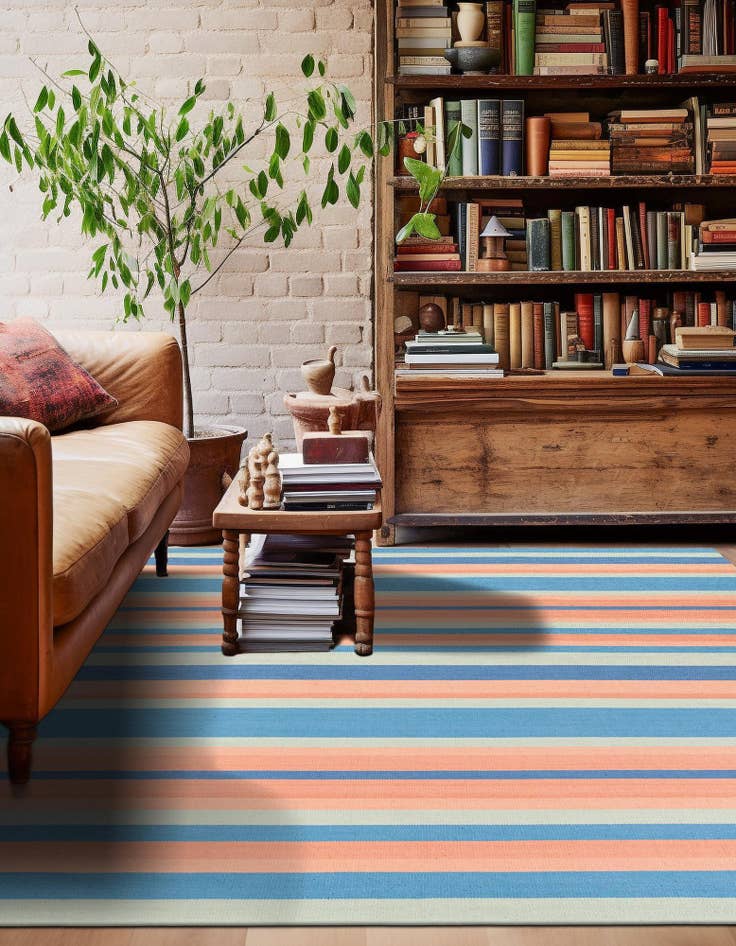 Detail image of  10' x 10'  Hand Woven Flatweave Cotton Dhurrie Square Rug