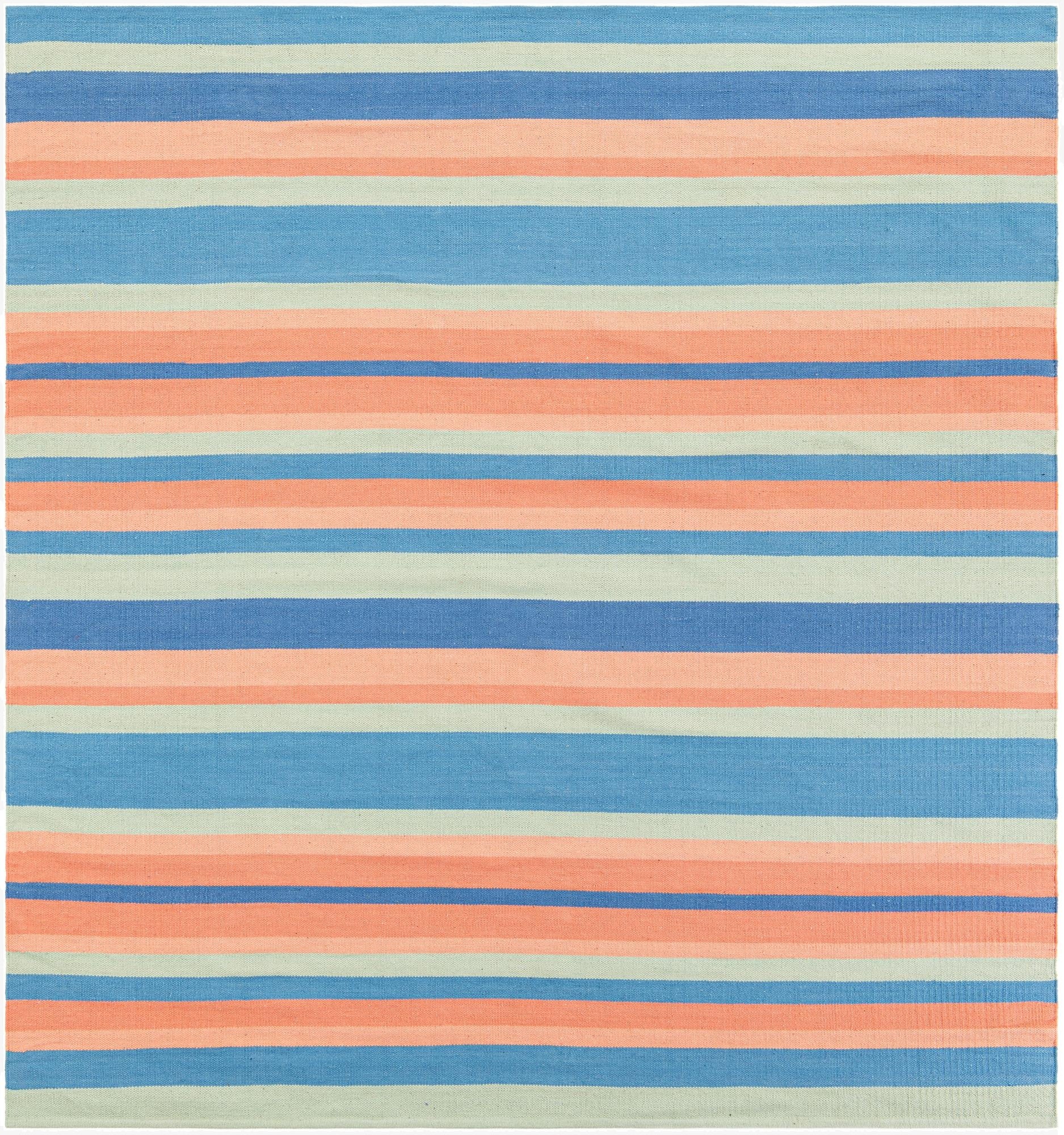  7' 10 x 7' 10  Hand Woven Flatweave Cotton Dhurrie Square Rug