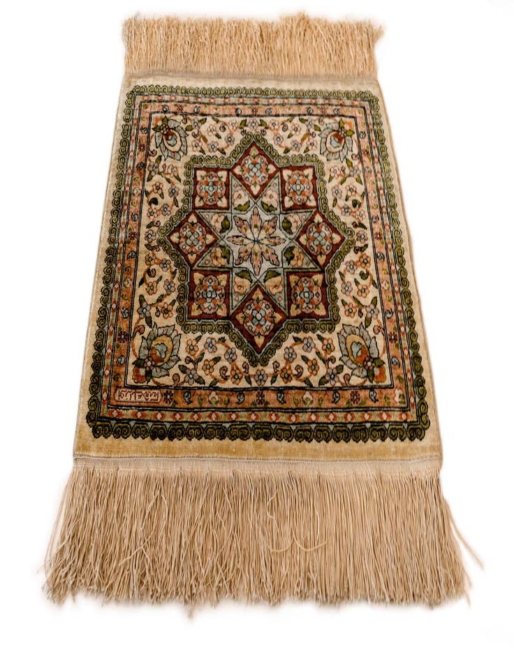 Detail image of  1' 5 x 1' 6 Hereke Silk Square Rug