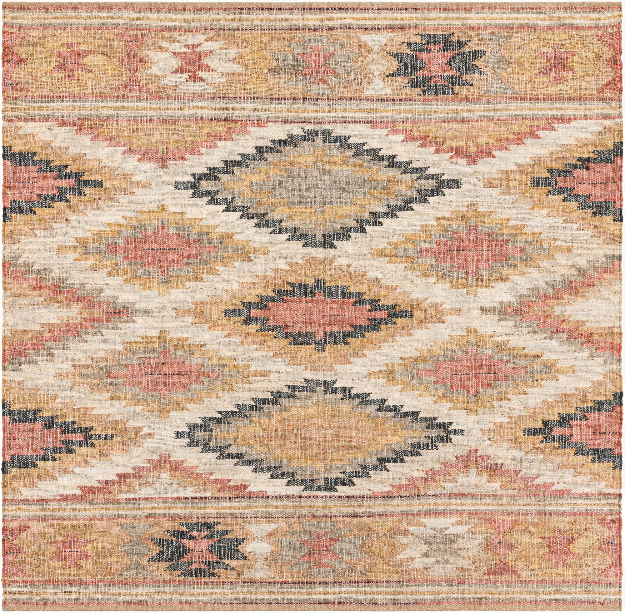  7' 10 x 7' 10  Hand Woven Kilim Jute Square Rug