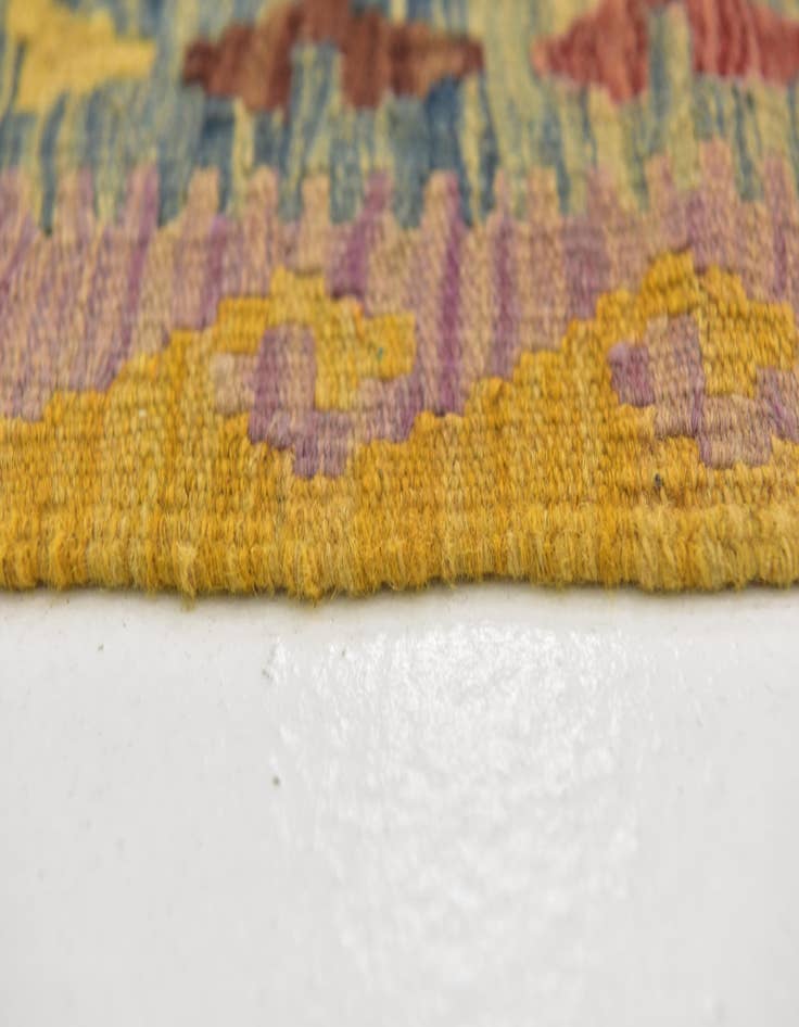 Detail image of  3' 2 x 3' 4  Hand Woven Kilim Maymana Wool Square Rug