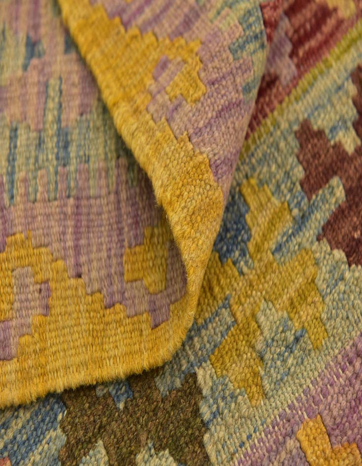 Detail image of  3' 2 x 3' 4  Hand Woven Kilim Maymana Wool Square Rug
