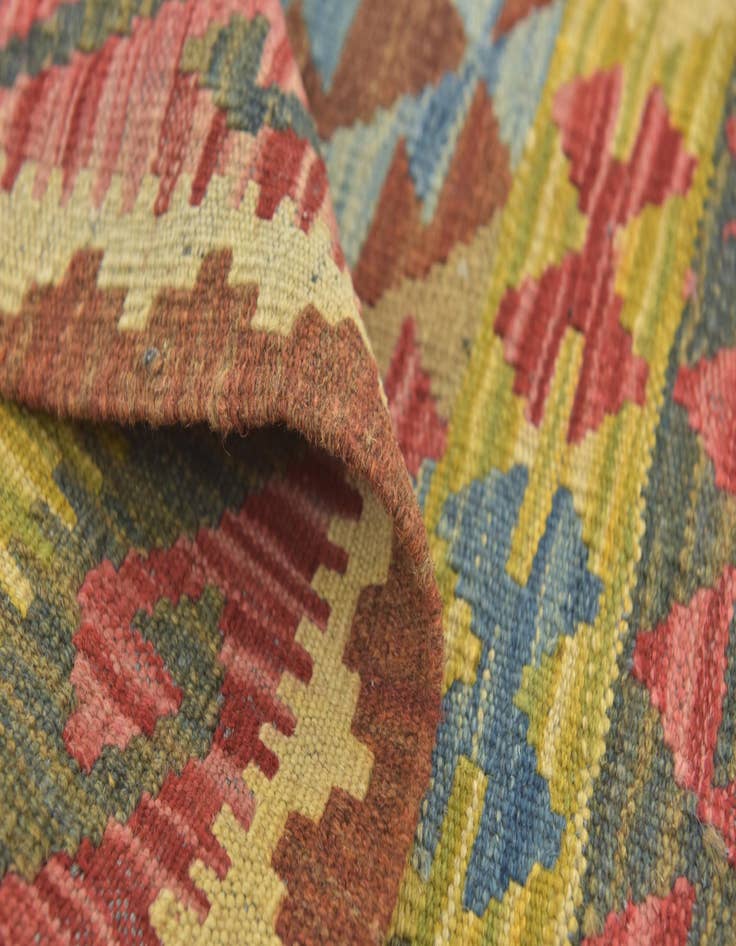 Detail image of  3' 2 x 3' 7  Hand Woven Kilim Maymana Wool Square Rug