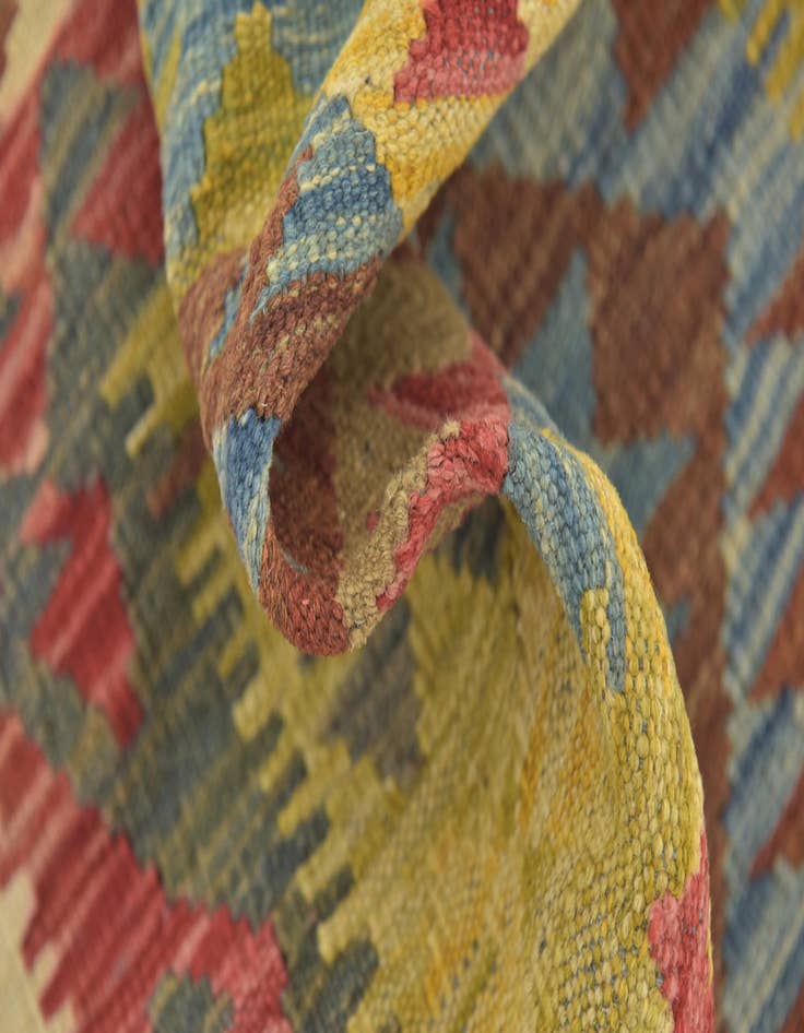 Detail image of  3' 2 x 3' 7  Hand Woven Kilim Maymana Wool Square Rug