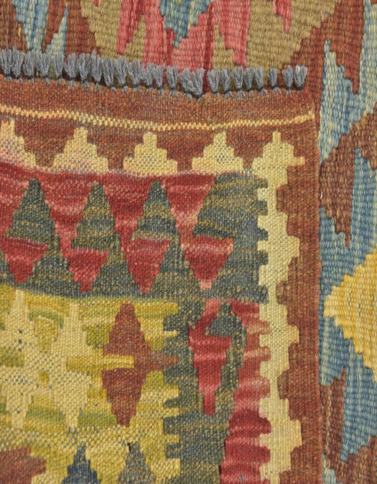 Detail image of  3' 2 x 3' 7  Hand Woven Kilim Maymana Wool Square Rug