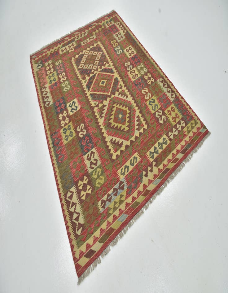 Detail image of  5' 4 x 6' 10  Hand Woven Kilim Maymana Wool Square Rug