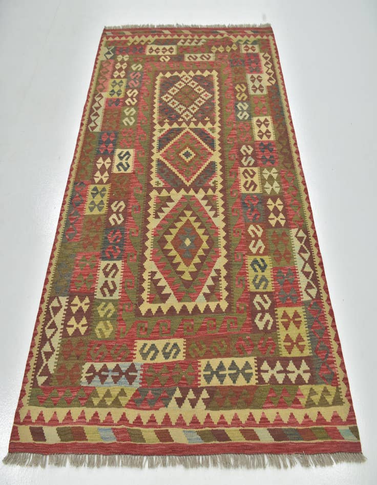 Detail image of  5' 4 x 6' 10  Hand Woven Kilim Maymana Wool Square Rug