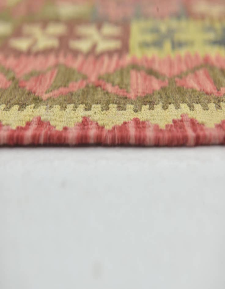 Detail image of  5' 4 x 6' 10  Hand Woven Kilim Maymana Wool Square Rug
