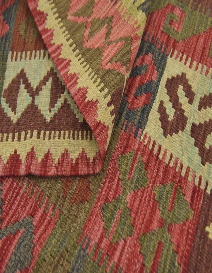 Detail image of  5' 4 x 6' 10  Hand Woven Kilim Maymana Wool Square Rug
