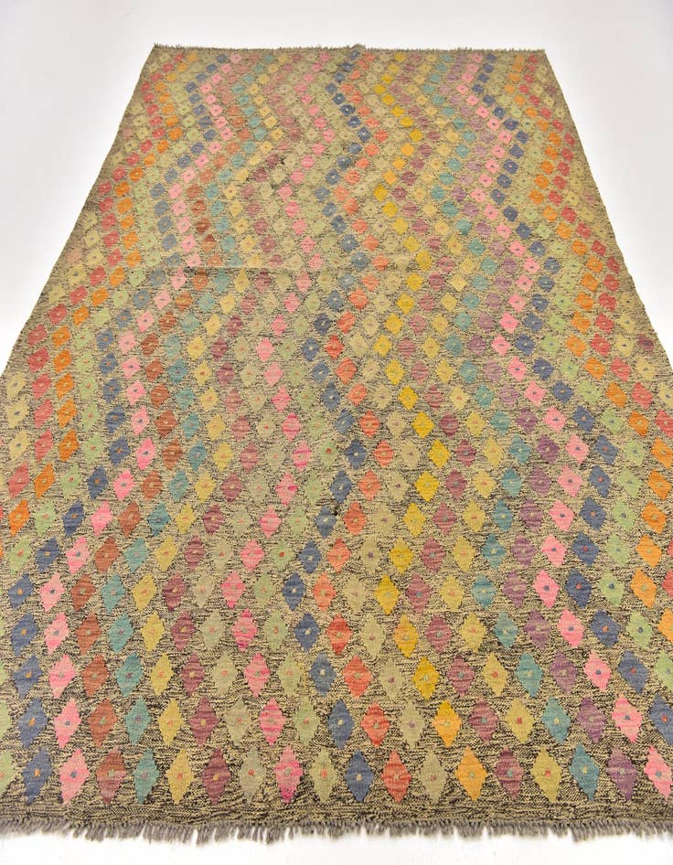 Detail image of  7' x 8'  Hand Woven Kilim Modern Wool Square Rug