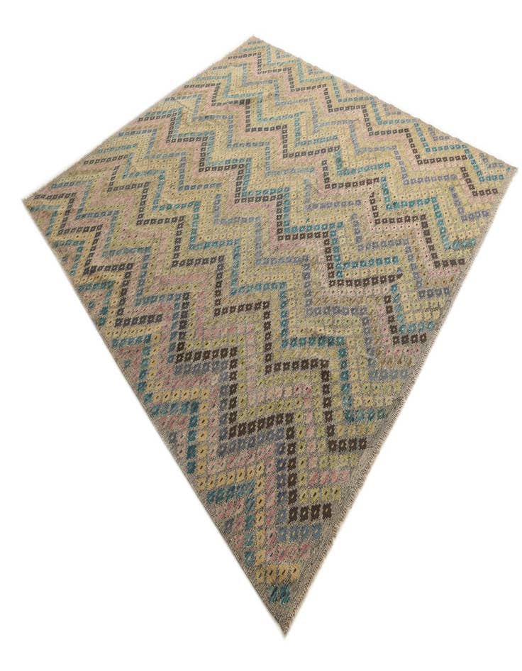 Detail image of  9' x 9' 5  Hand Woven Kilim Modern Wool Square Rug