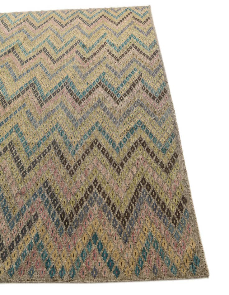 Detail image of  9' x 9' 5  Hand Woven Kilim Modern Wool Square Rug