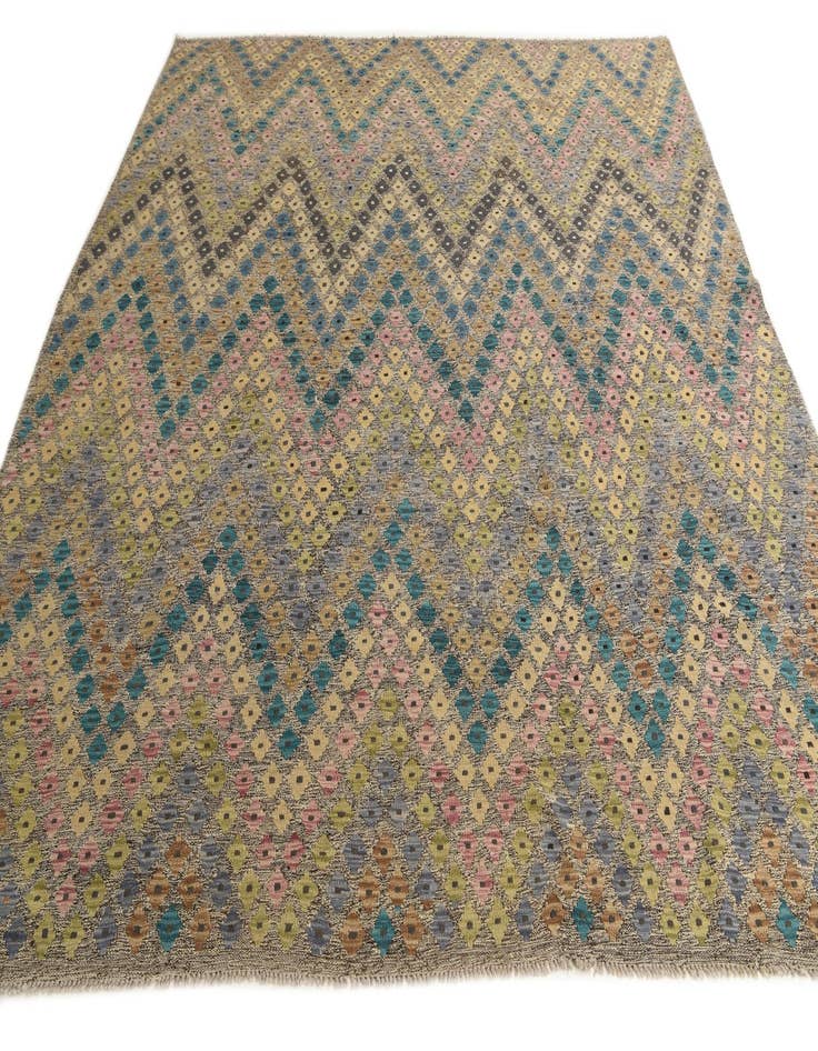 Detail image of  9' 1 x 9' 6  Hand Woven Kilim Modern Wool Square Rug