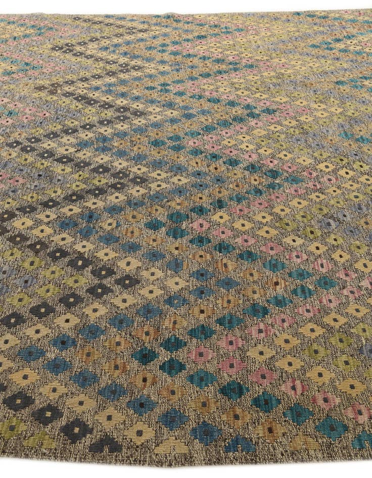 Detail image of  9' 1 x 9' 6  Hand Woven Kilim Modern Wool Square Rug