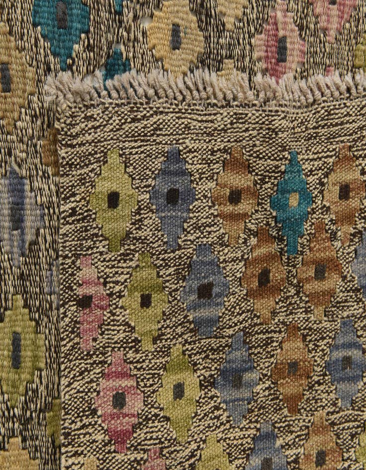 Detail image of  9' 1 x 9' 6  Hand Woven Kilim Modern Wool Square Rug