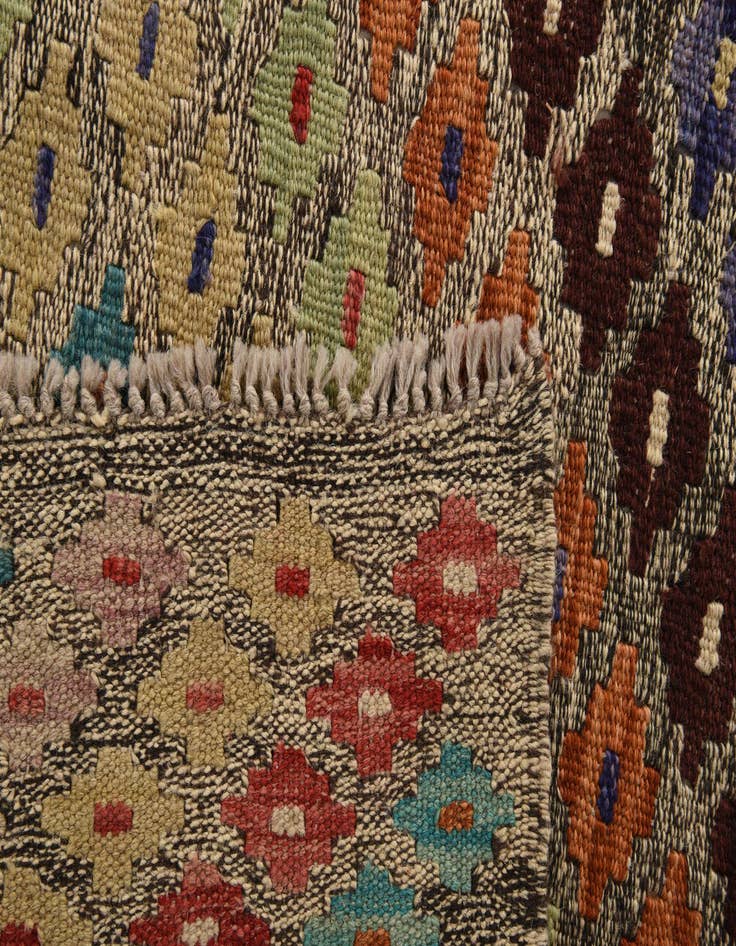 Detail image of 8' 10 x 9' 5 Hand Woven Kilim Modern Wool Square Rug