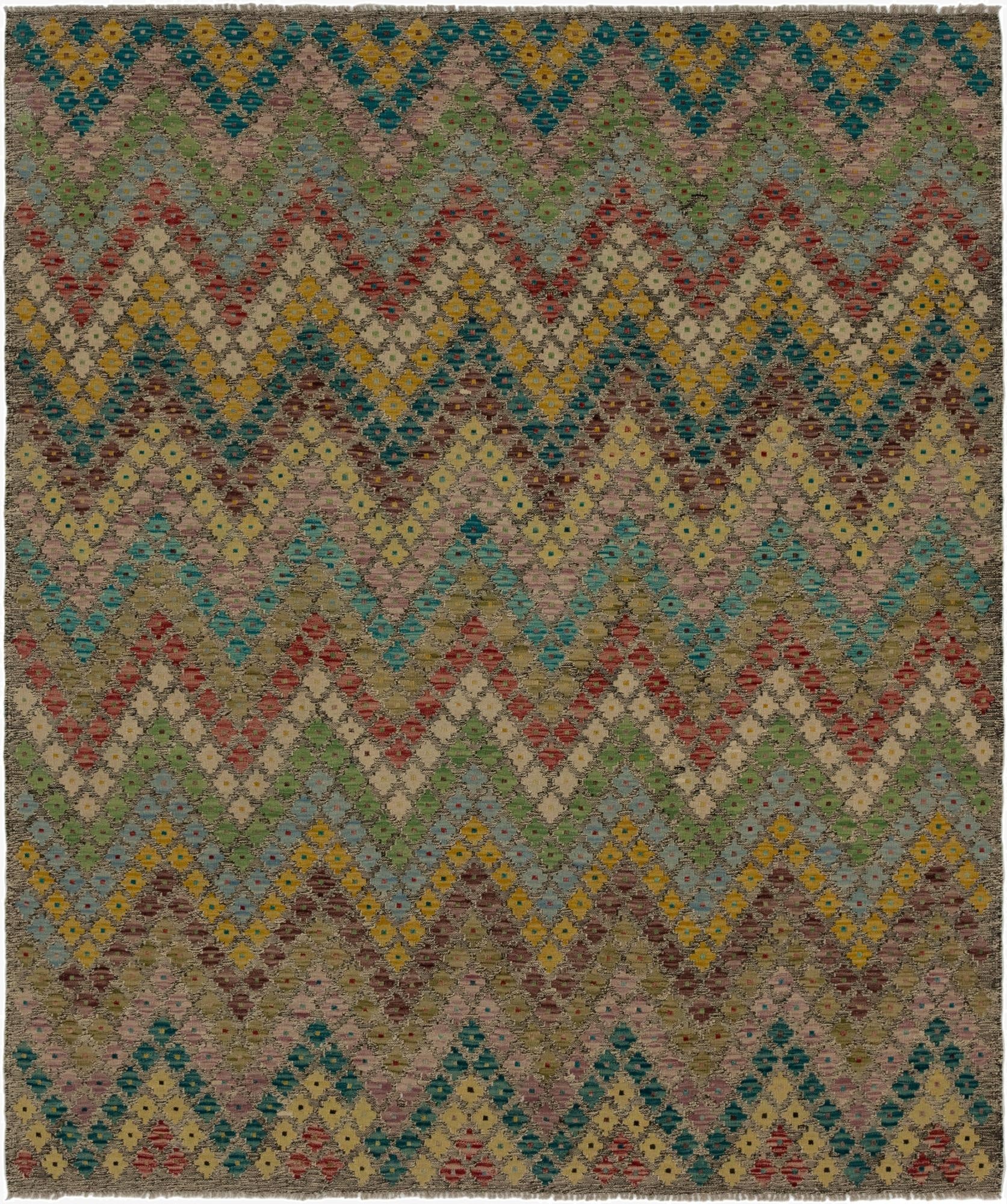  7' x 8'  Hand Woven Kilim Modern Wool Square Rug