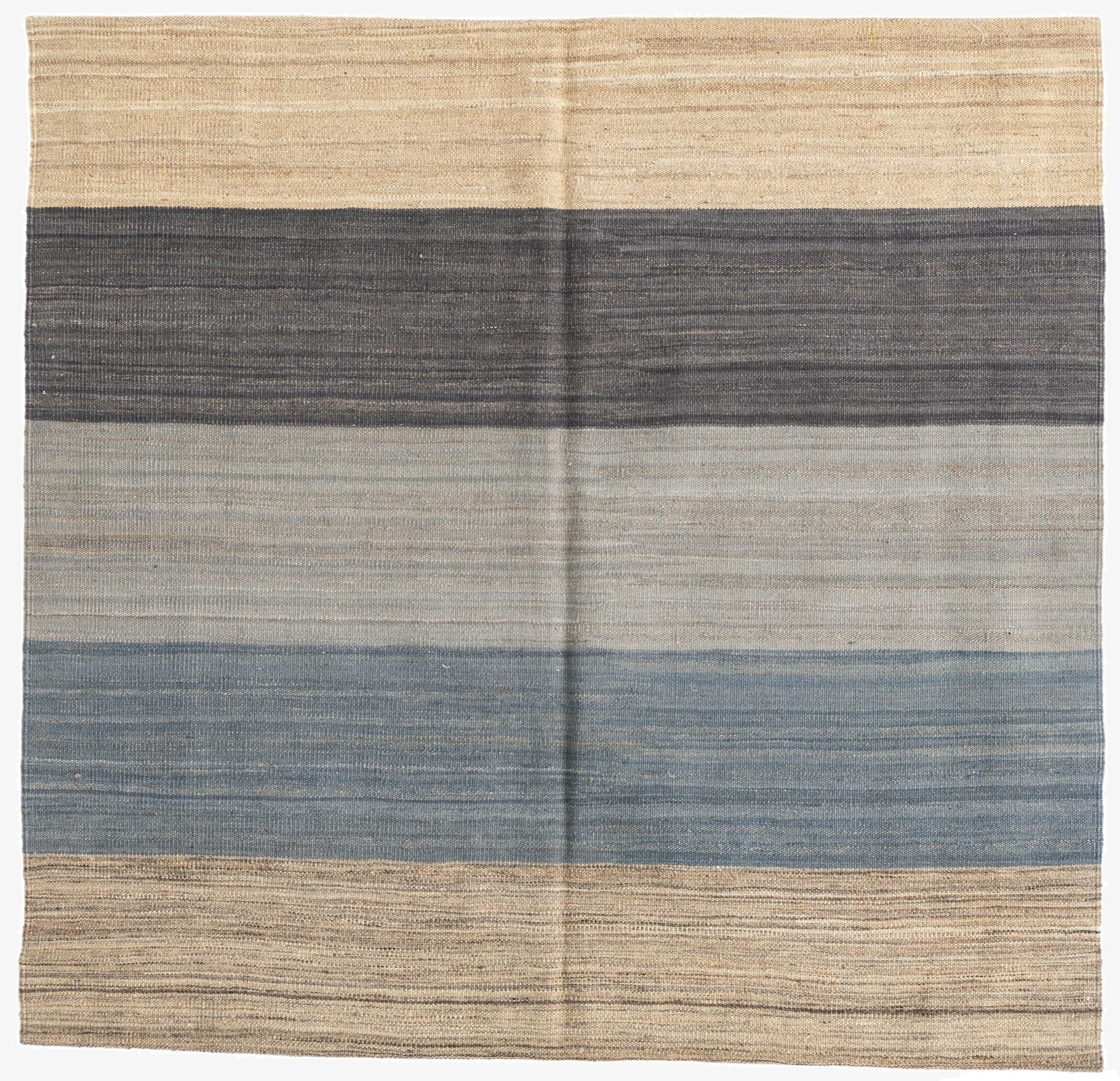  4' 6 x 4' 8  Hand Woven Kilim Modern Wool Square Rug