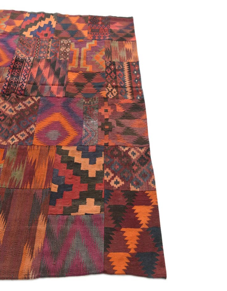 Detail image of  6' 7 x 6' 9  Hand Woven Kilim Patchwork Wool Square Rug