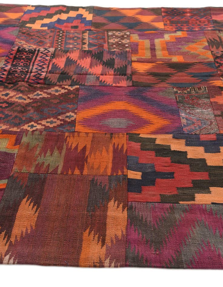 Detail image of  6' 7 x 6' 9  Hand Woven Kilim Patchwork Wool Square Rug
