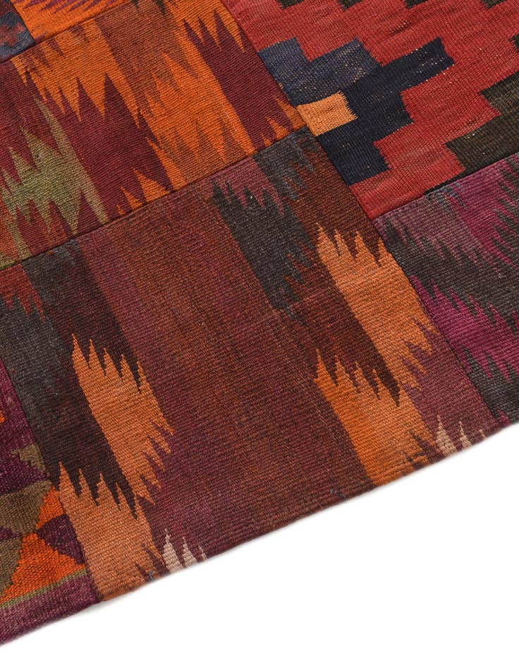 Detail image of  6' 7 x 6' 9  Hand Woven Kilim Patchwork Wool Square Rug