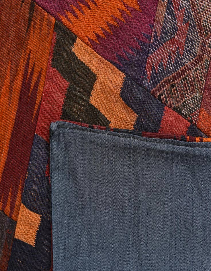 Detail image of  6' 7 x 6' 9  Hand Woven Kilim Patchwork Wool Square Rug