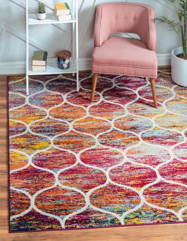  6' x 6' Lattice Frieze Square Rug