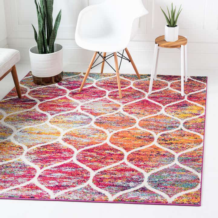 Multicolor 7' 10 x 7' 10 Lattice Frieze Square Rug | Rugs.com
