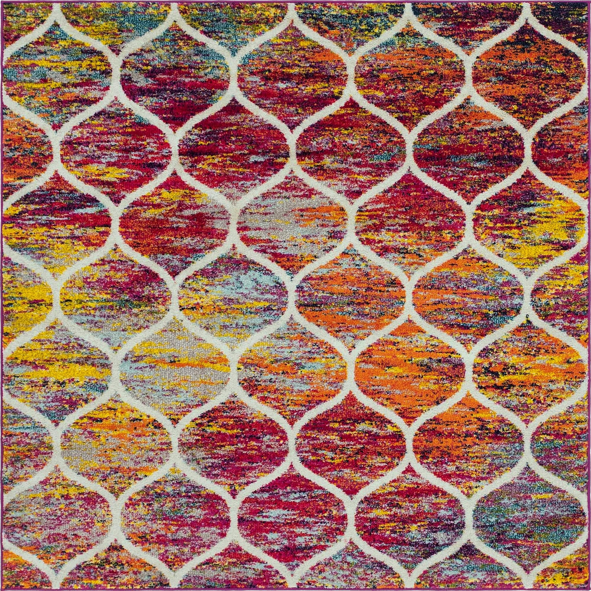  5' 3 x 5' 3 Lattice Frieze Square Rug