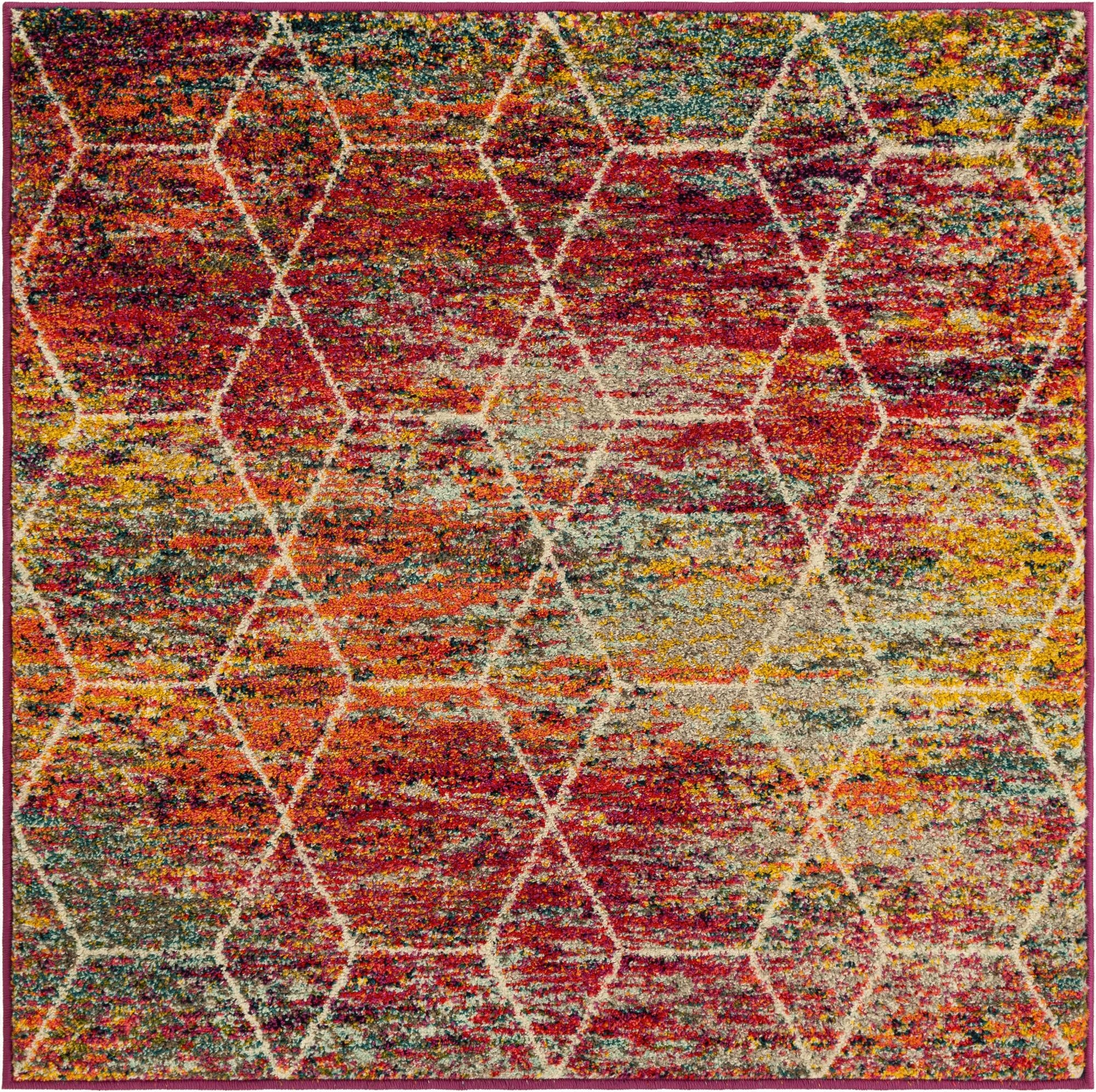  4' x 4' Lattice Frieze Square Rug
